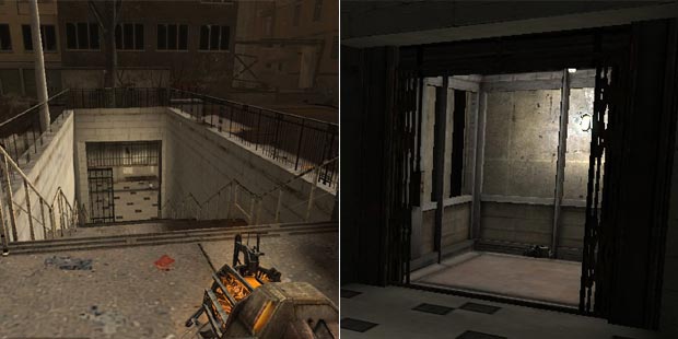 The subway station has stairs to enter the station. From there, you will go down using an elevator.