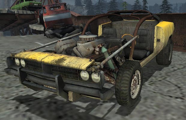 It appears to be an ancient Dodge Charger, with some panels removed so that you can see the engine directly.